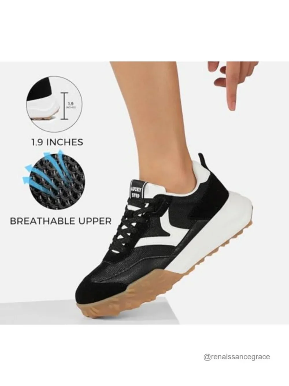 Women's Platform Retro Tennis Walking Sneakers - Breathable, Cushioned, Slip